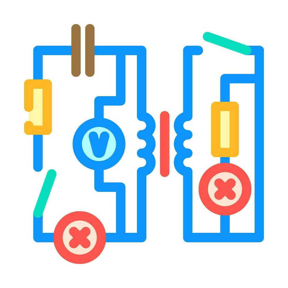 elektrisch stroomkring elektrisch ingenieur kleur icoon vector illustratie
