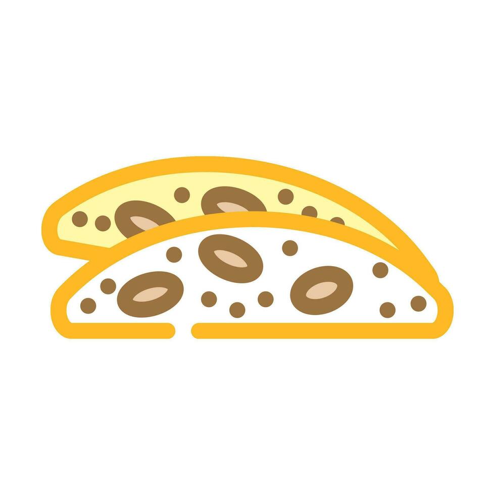 amandel biscotti voedsel tussendoortje kleur icoon vector illustratie