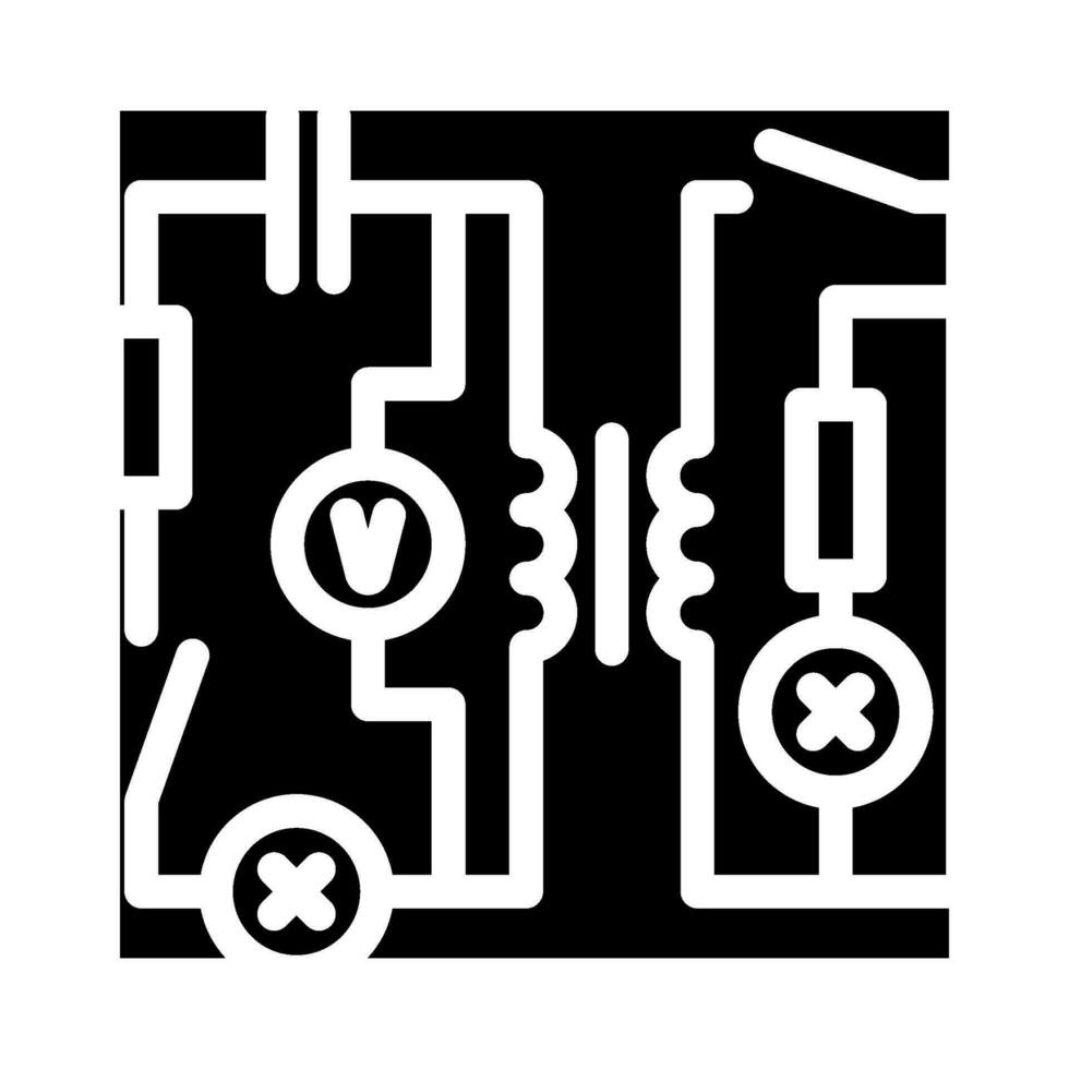 elektrisch stroomkring elektrisch ingenieur glyph icoon vector illustratie