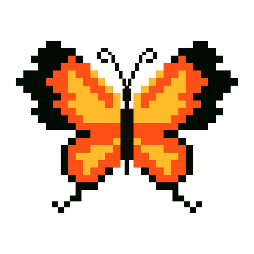 vlinder pixel kunst, 8 bit vlinder, illustratie van voorjaar vlinders Aan wit achtergrond vector
