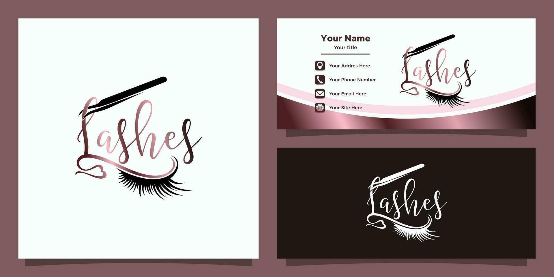 oog wimpers logo ontwerp met elegant concept en ID kaart kaart vector