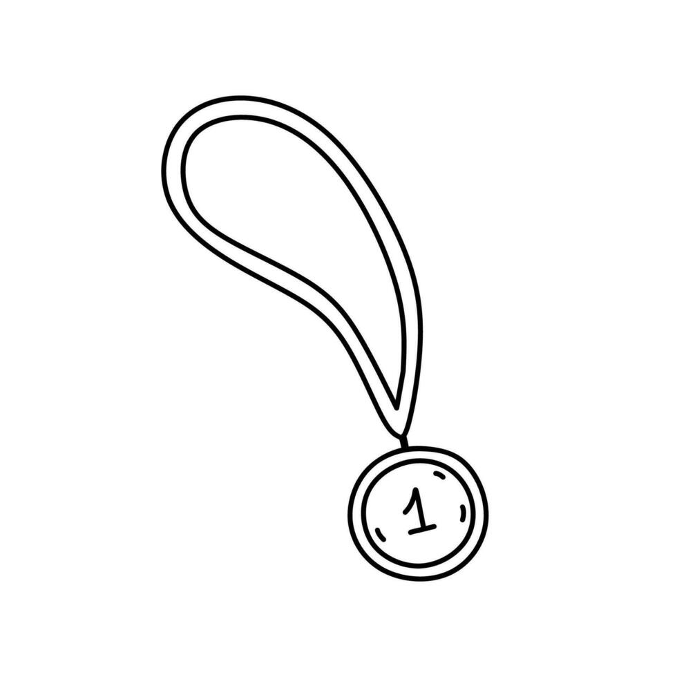 medaille geïsoleerd Aan wit achtergrond. kampioen prijs. vector hand getekend illustratie in tekening stijl. perfect voor kaarten, logo, decoraties, divers ontwerpen.