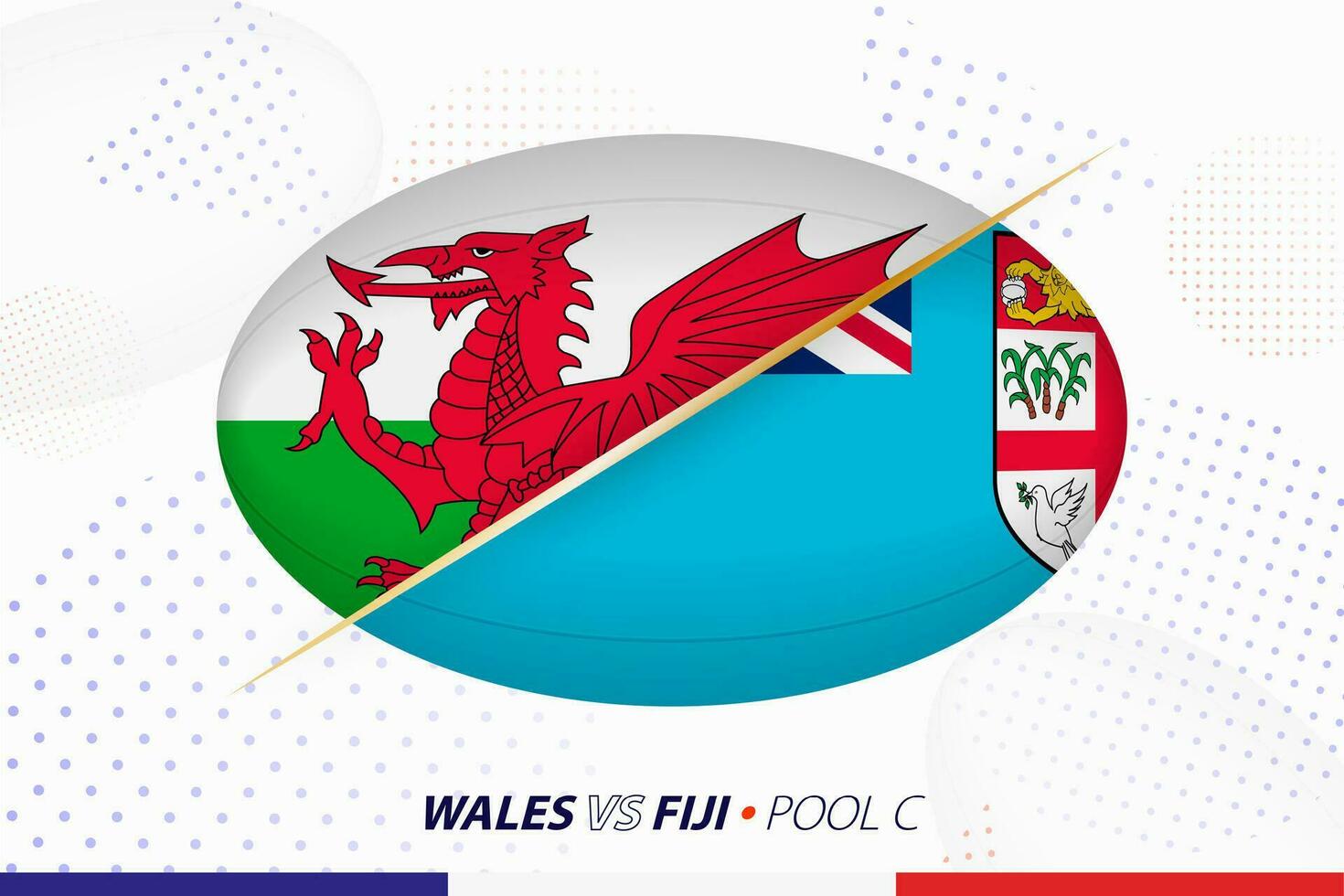 rugby bij elkaar passen tussen Wales en fiji, concept voor rugby toernooi. vector