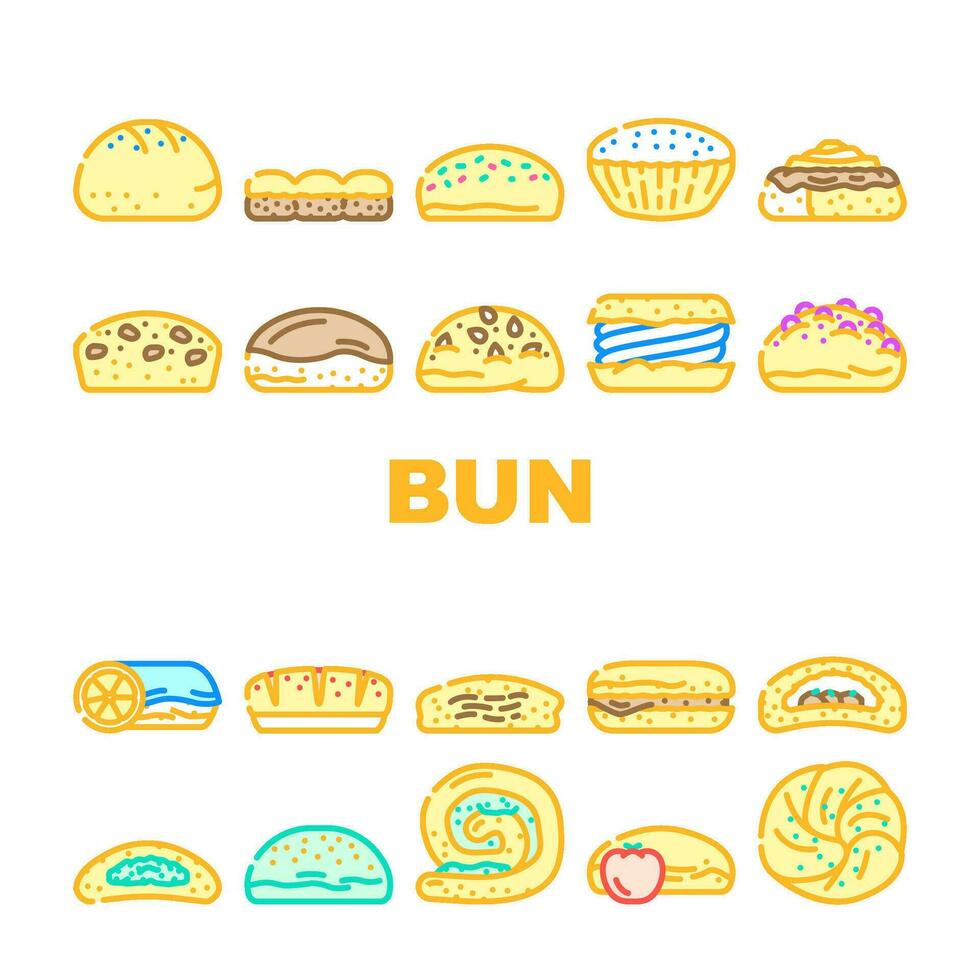 bun brood hamburger Hamburger pictogrammen reeks vector