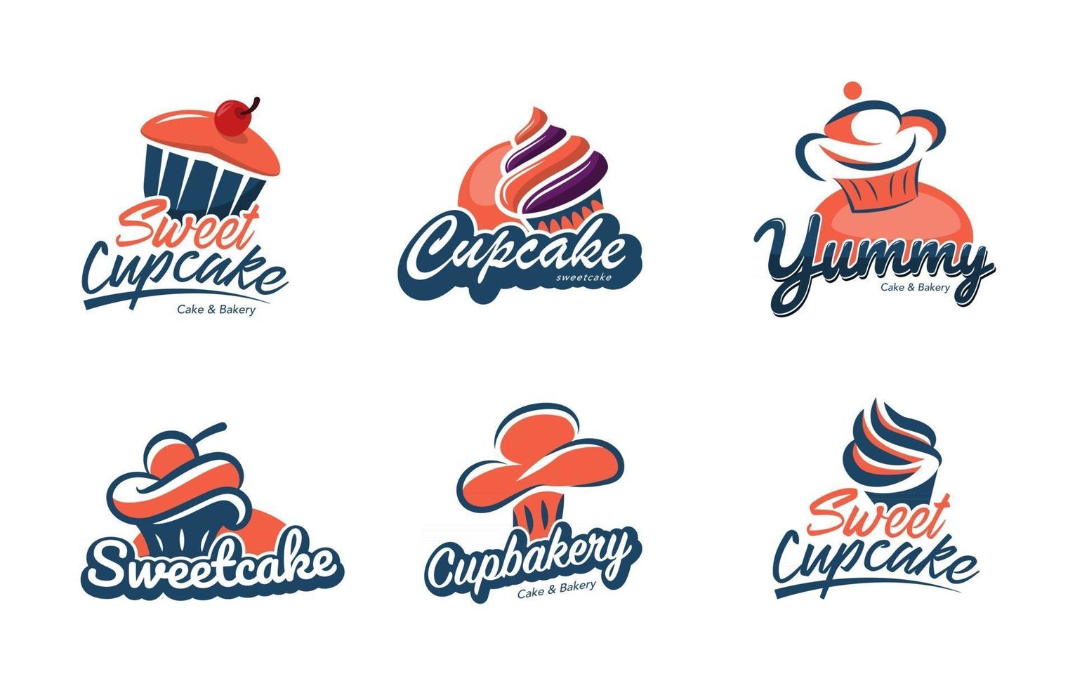cake en bakkerij logo set vector
