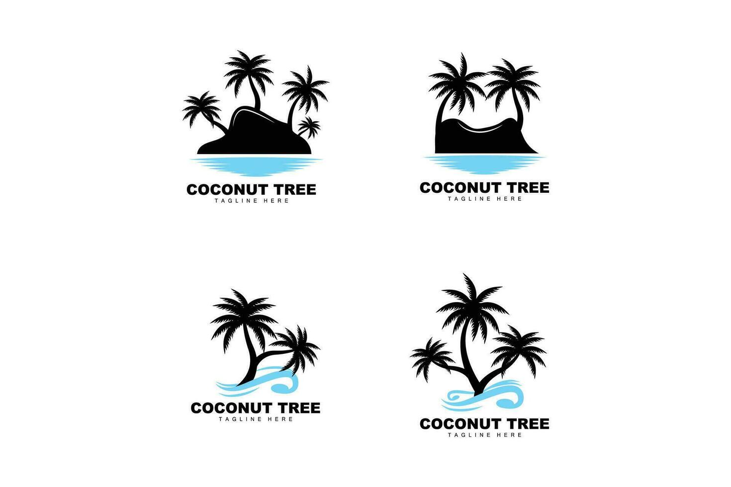 kokosnoot boom logo, palm boom zonsondergang strand vector, elegant minimalistische gemakkelijk ontwerp, symbool sjabloon icoon vector