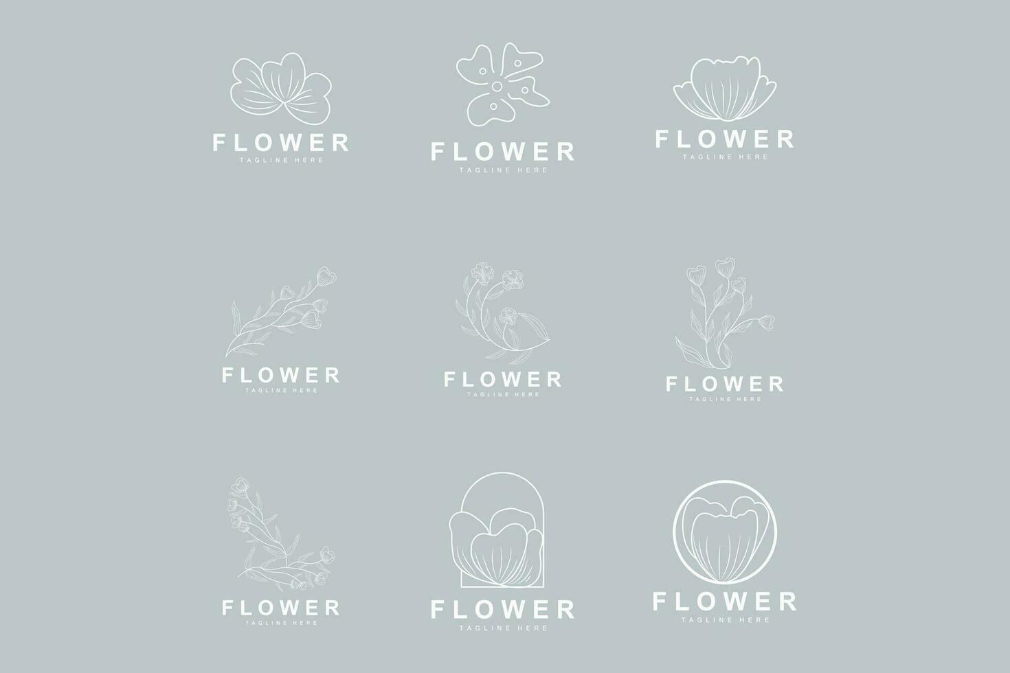bloemen logo, bladeren en bloemen botanisch tuin vector, bloemen ontwerp van leven vector