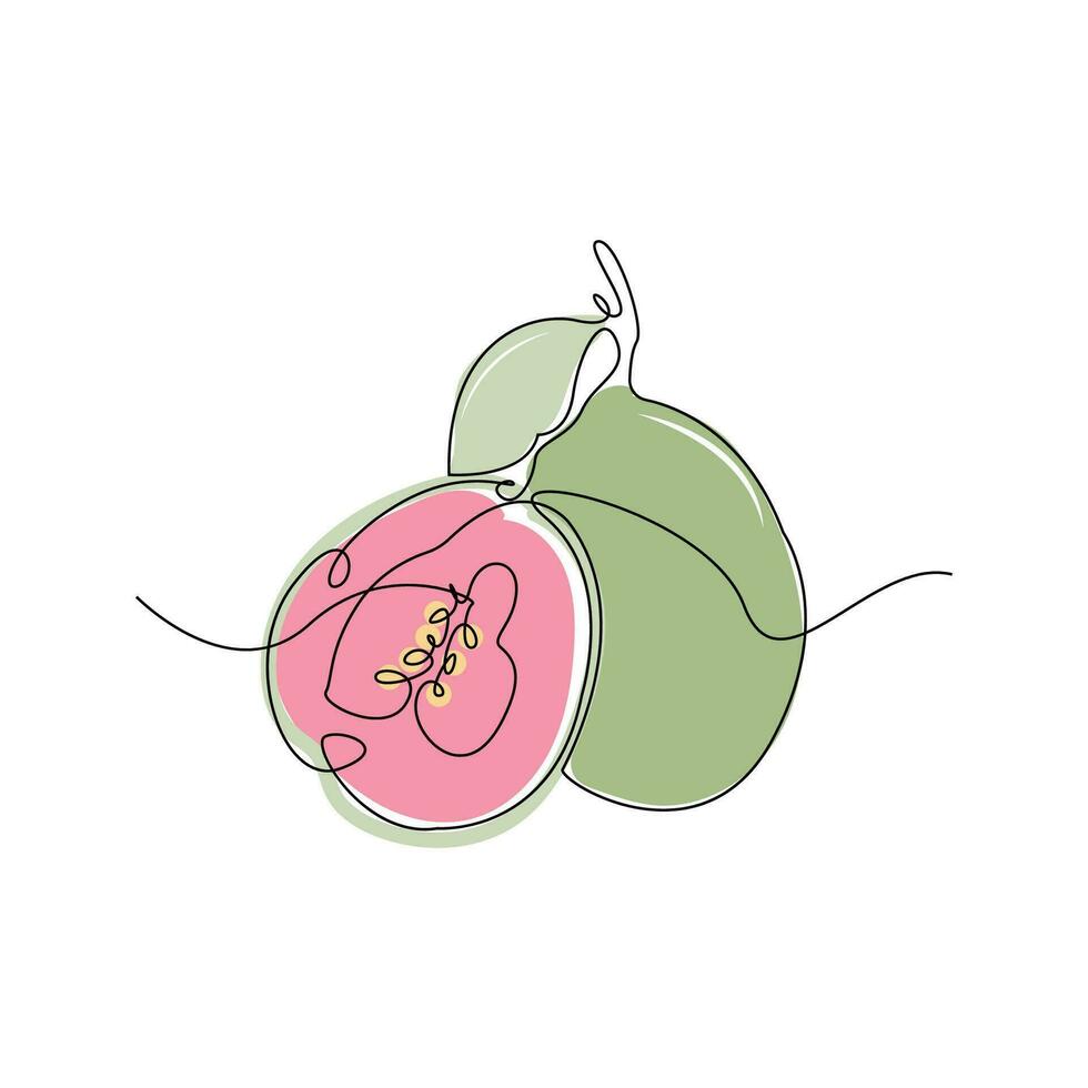 guava logo, vector tuin boerderij guava sap fruit, lijn ontwerp, sjabloon illustratie