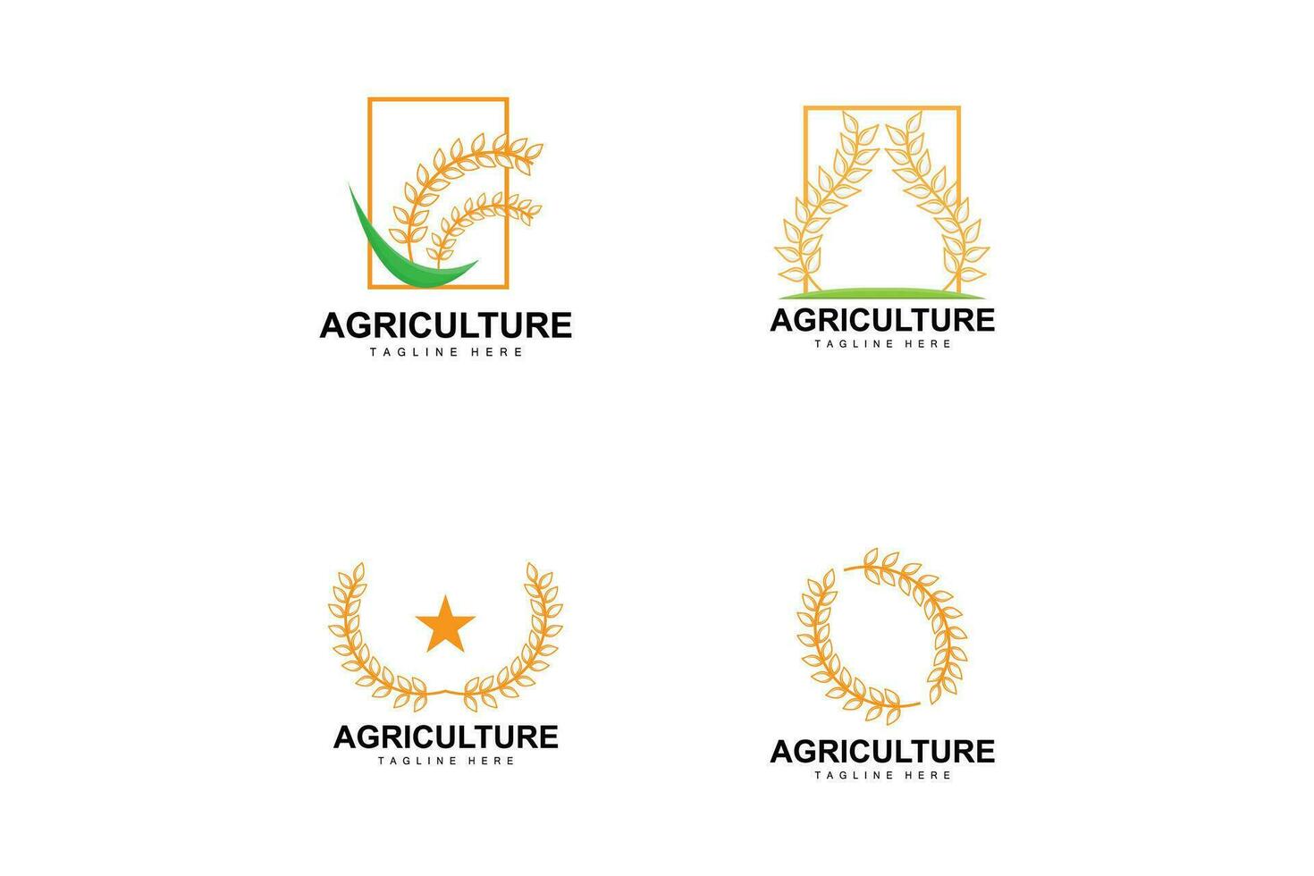 rijst- logo, boerderij tarwe logo ontwerp, vector tarwe rijst- icoon sjabloon illustratie