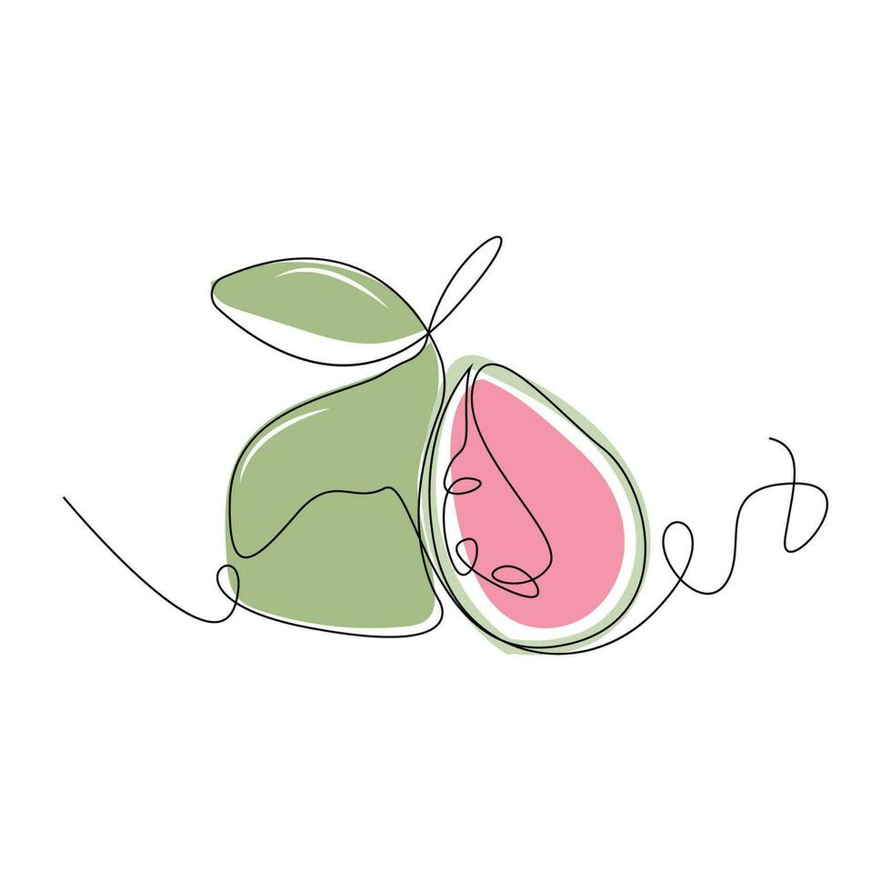 guava logo, vector tuin boerderij guava sap fruit, lijn ontwerp, sjabloon illustratie