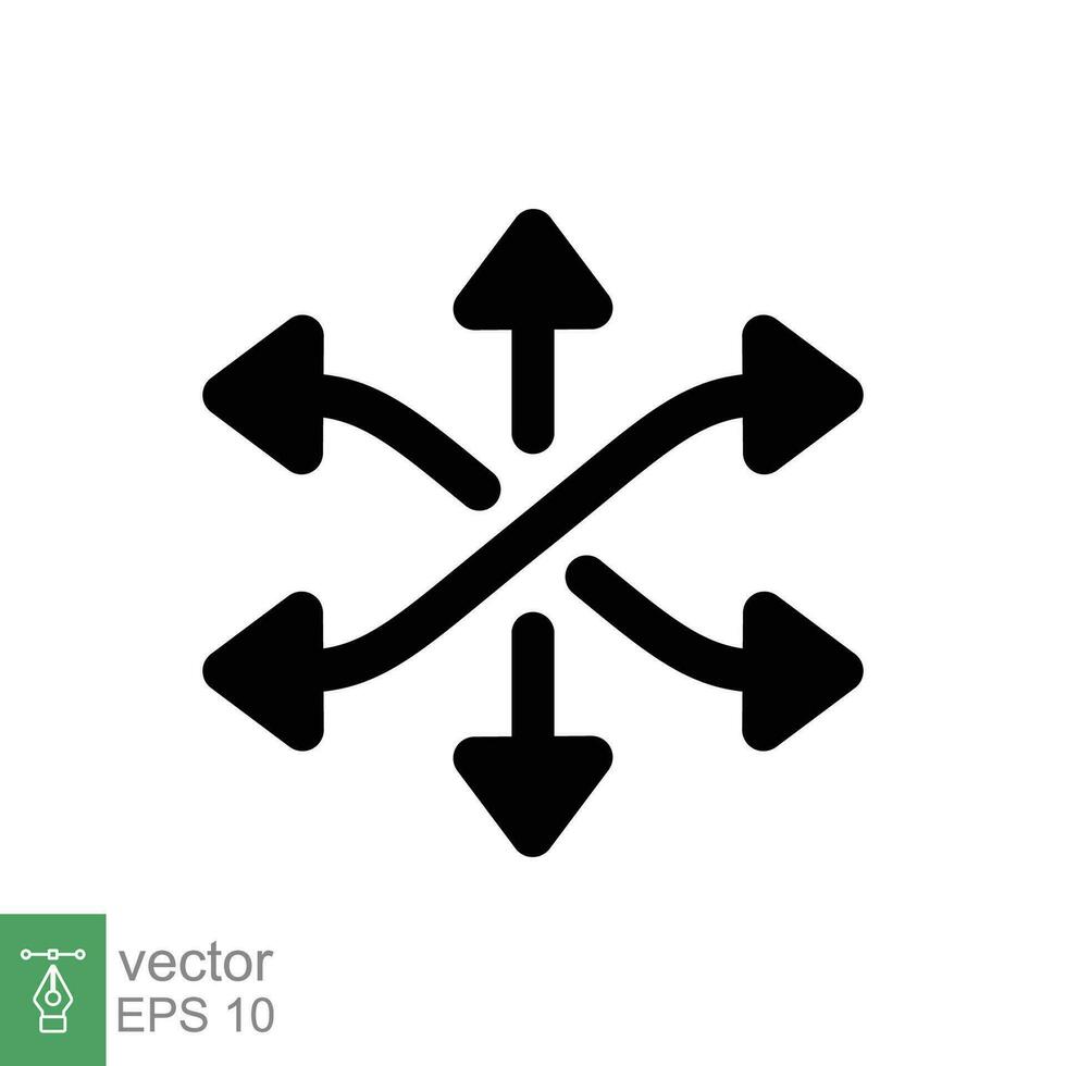 veelzijdig icoon. gemakkelijk solide stijl. multipurpose vermogen, functie kruis, multifunctioneel, kantelen vaardigheid concept. zwart silhouet, glyph symbool. vector illustratie geïsoleerd Aan wit achtergrond. eps 10.