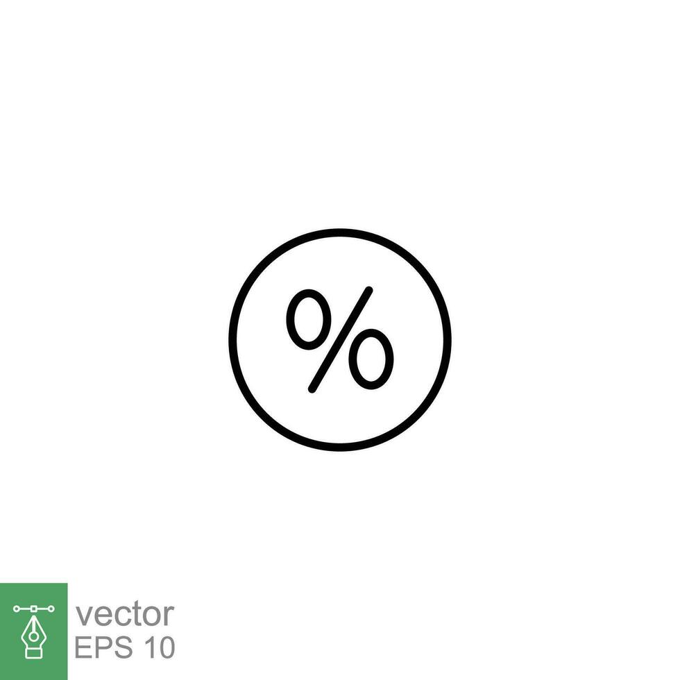 percentage icoon. gemakkelijk schets stijl. procent, korting, kopen, bieden, label, winkelen, bedrijf concept. dun lijn symbool. vector illustratie geïsoleerd Aan wit achtergrond. eps 10.