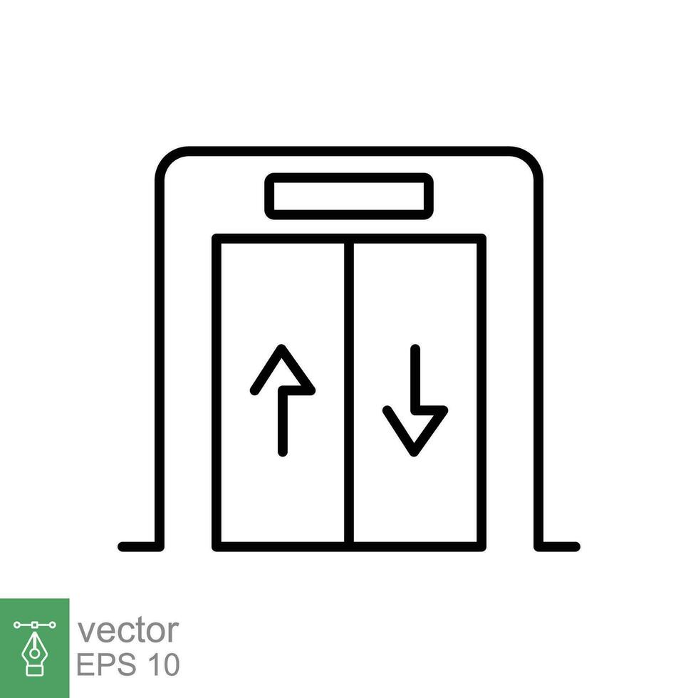 lift icoon. gemakkelijk schets stijl. tillen, hotel onderhoud, hal, vloer, hal, Ingang, lobby concept. dun lijn symbool. vector illustratie geïsoleerd Aan wit achtergrond. eps 10.