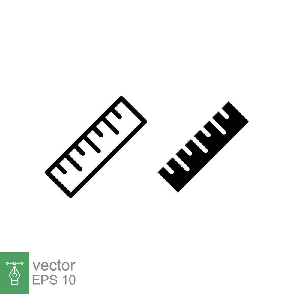 heerser icoon. gemakkelijk schets en solide stijl. meten maat, schaal, lengte, school- hulpmiddel, plakband, regel, centimeter concept. dun lijn, glyph symbool. vector illustratie geïsoleerd Aan wit achtergrond. eps 10.