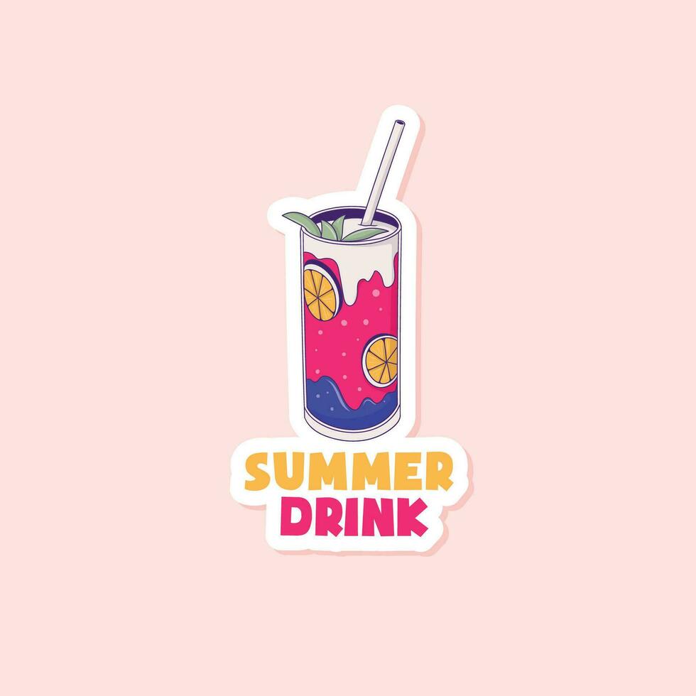 kleurrijk hand- getrokken zomer drank sticker vector