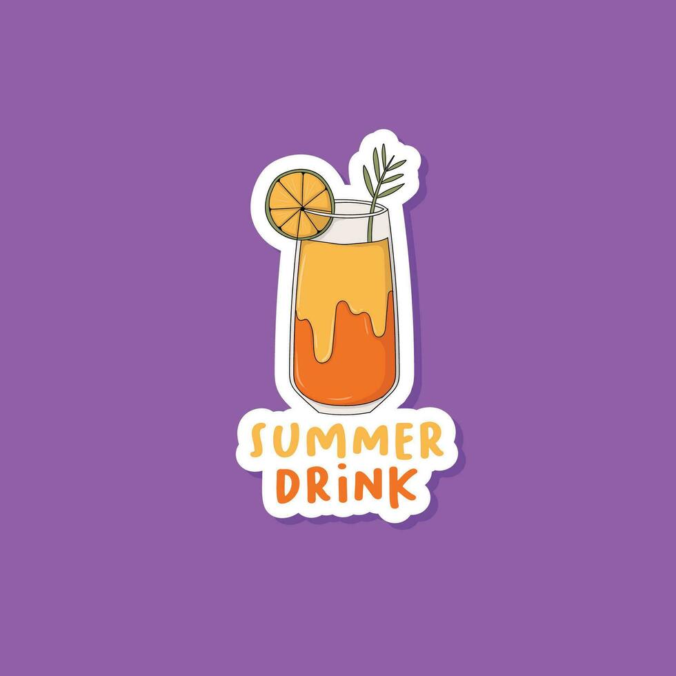 kleurrijk hand- getrokken zomer drank sticker vector