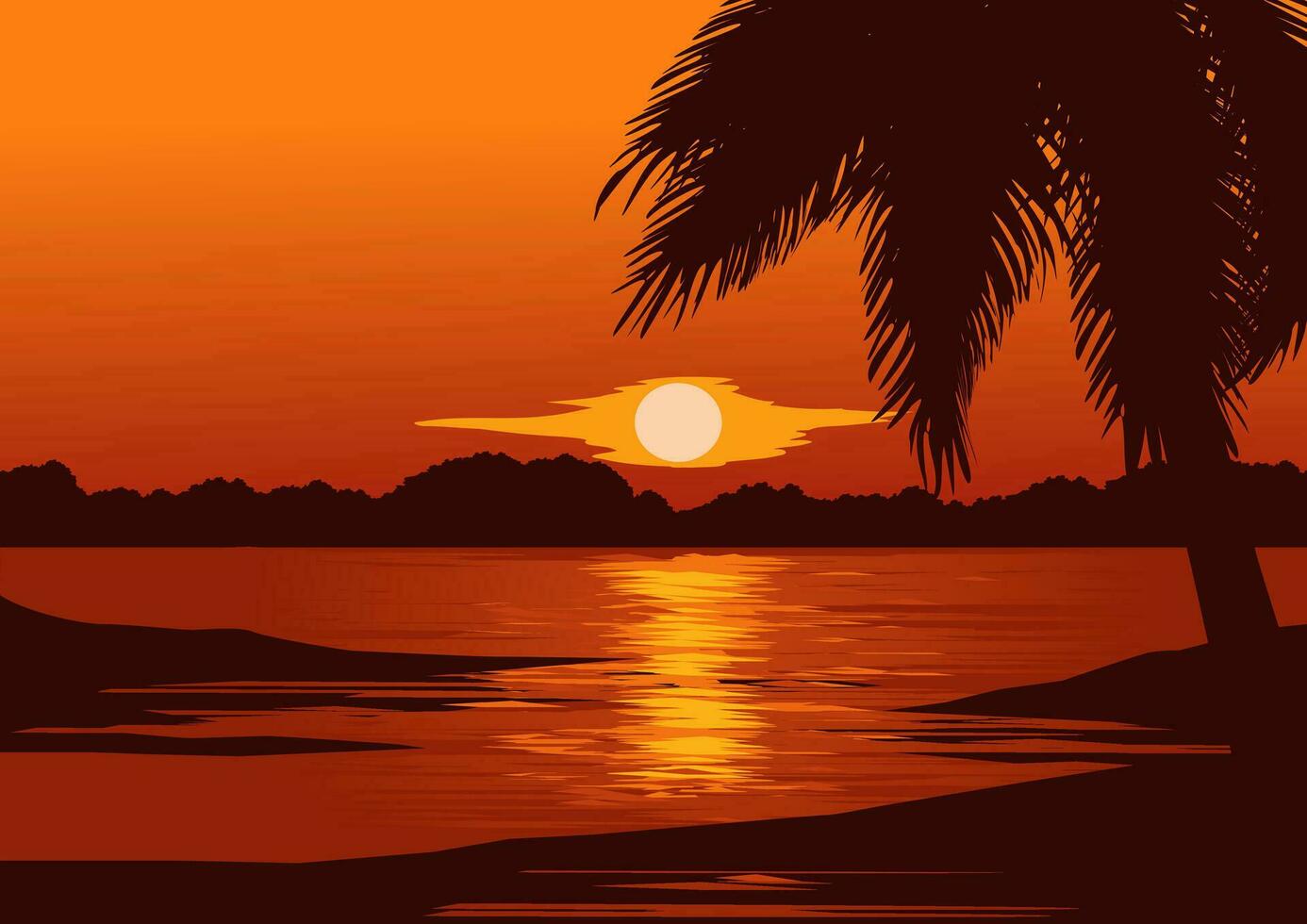 tropisch strand zonsondergang vector achtergrond