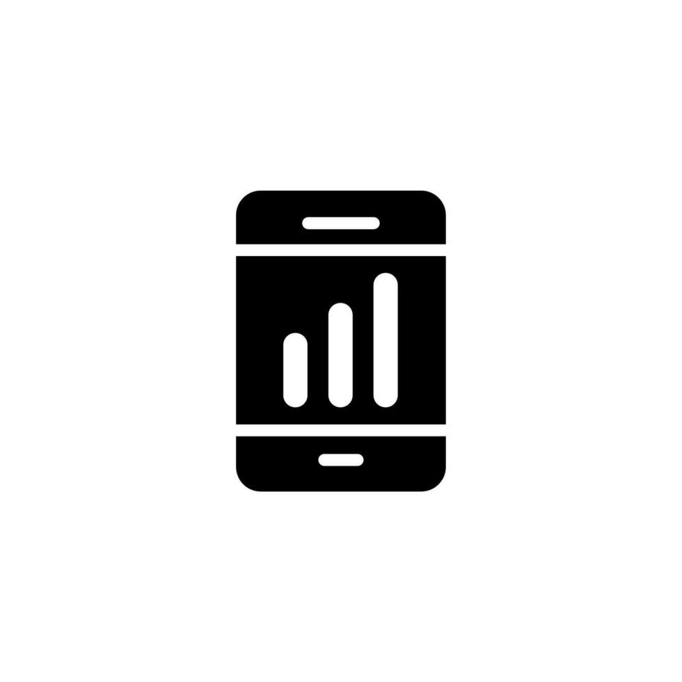 smartphone vector icoon ontwerp met een grafiek. zwart wit silhouet illustratie geïsoleerd Aan wit achtergrond