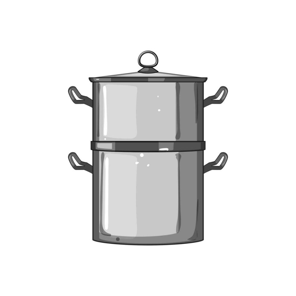 Koken dubbele boiler pan tekenfilm vector illustratie