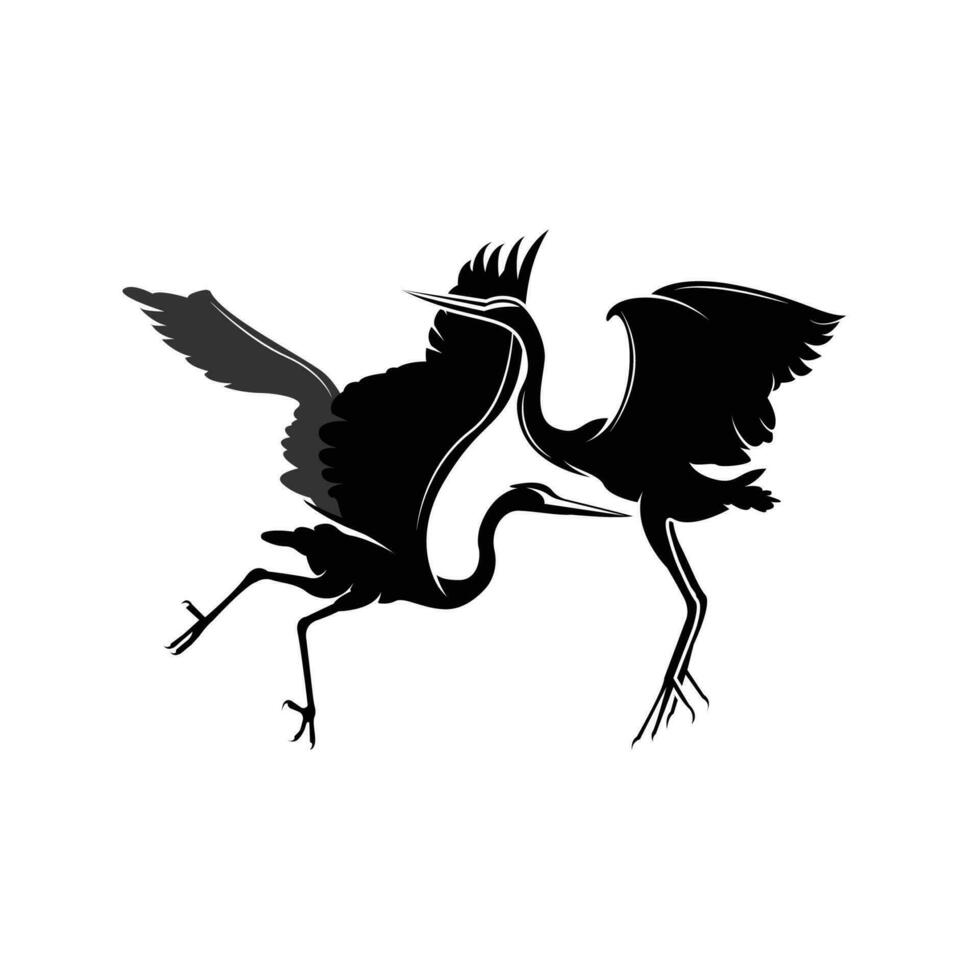 reiger vogel logo, vector vogel vliegend ooievaar reiger, dier silhouet ontwerp, ilustrasi sjabloon