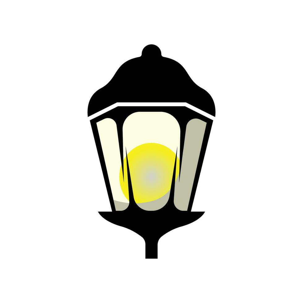 straat lamp logo, lantaarn lamp vector, verlichting klassiek retro ontwerp, silhouet icoon premie sjabloon vector