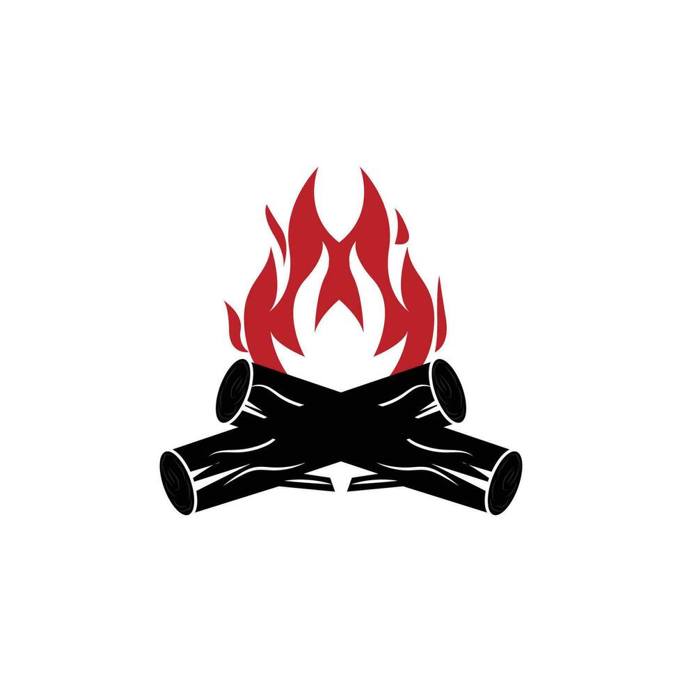 vreugdevuur logo, hout brandend en brand ontwerp, camping avontuur wijnoogst vector