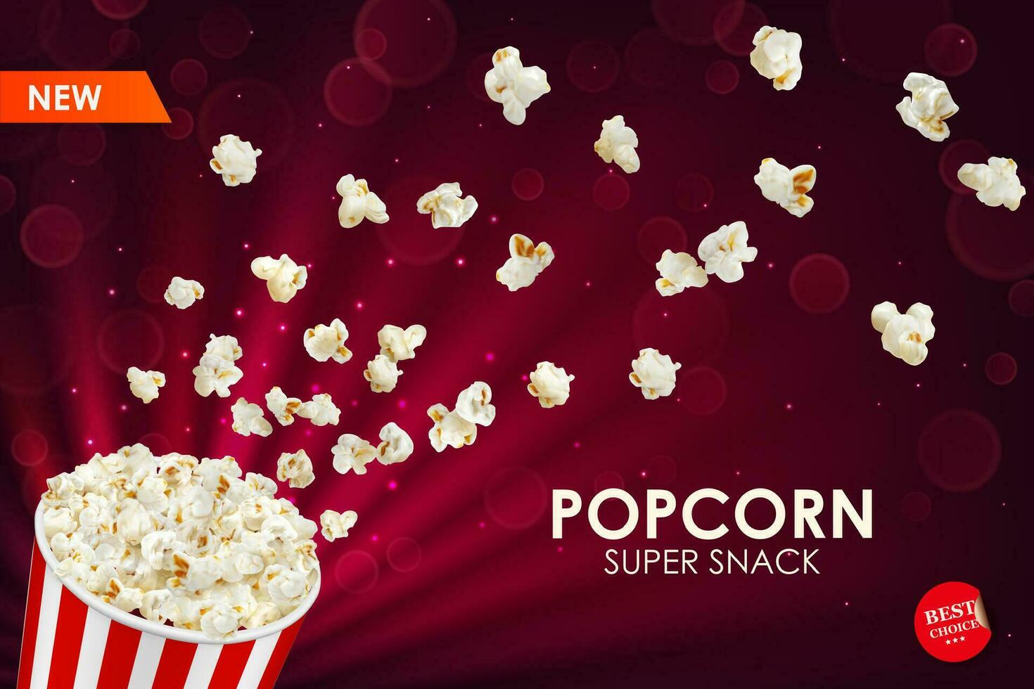 film bioscoop popcorn emmer met vliegend snacks vector