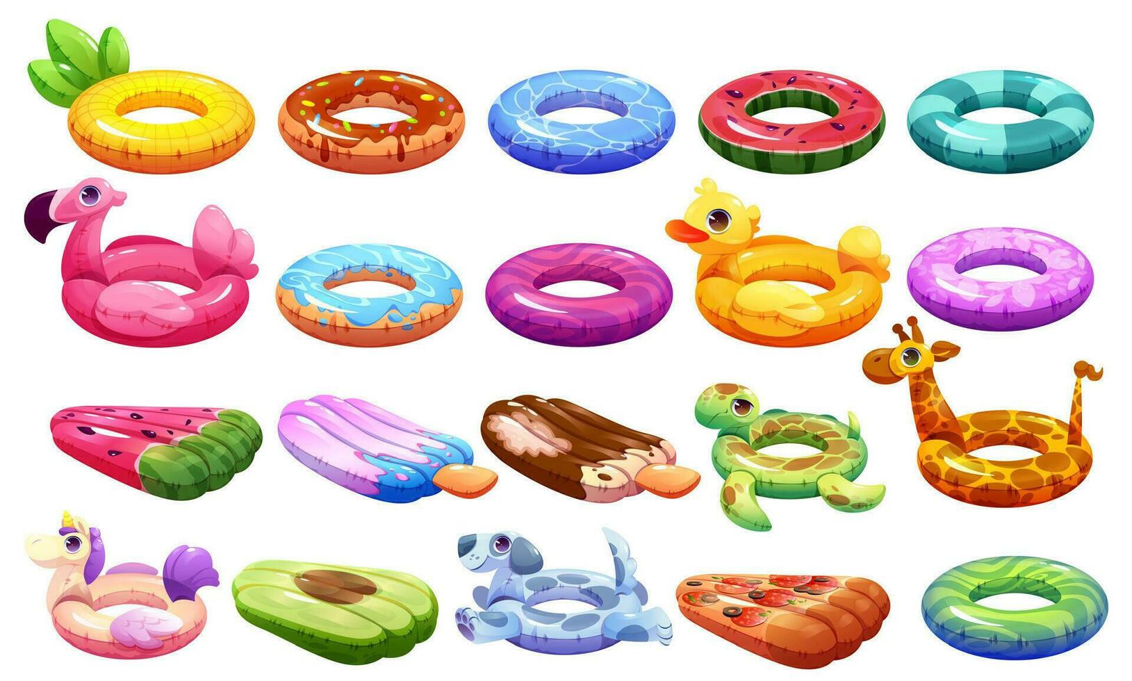 opblaasbaar rubber zwemmen zwembad ring tekenfilm vector