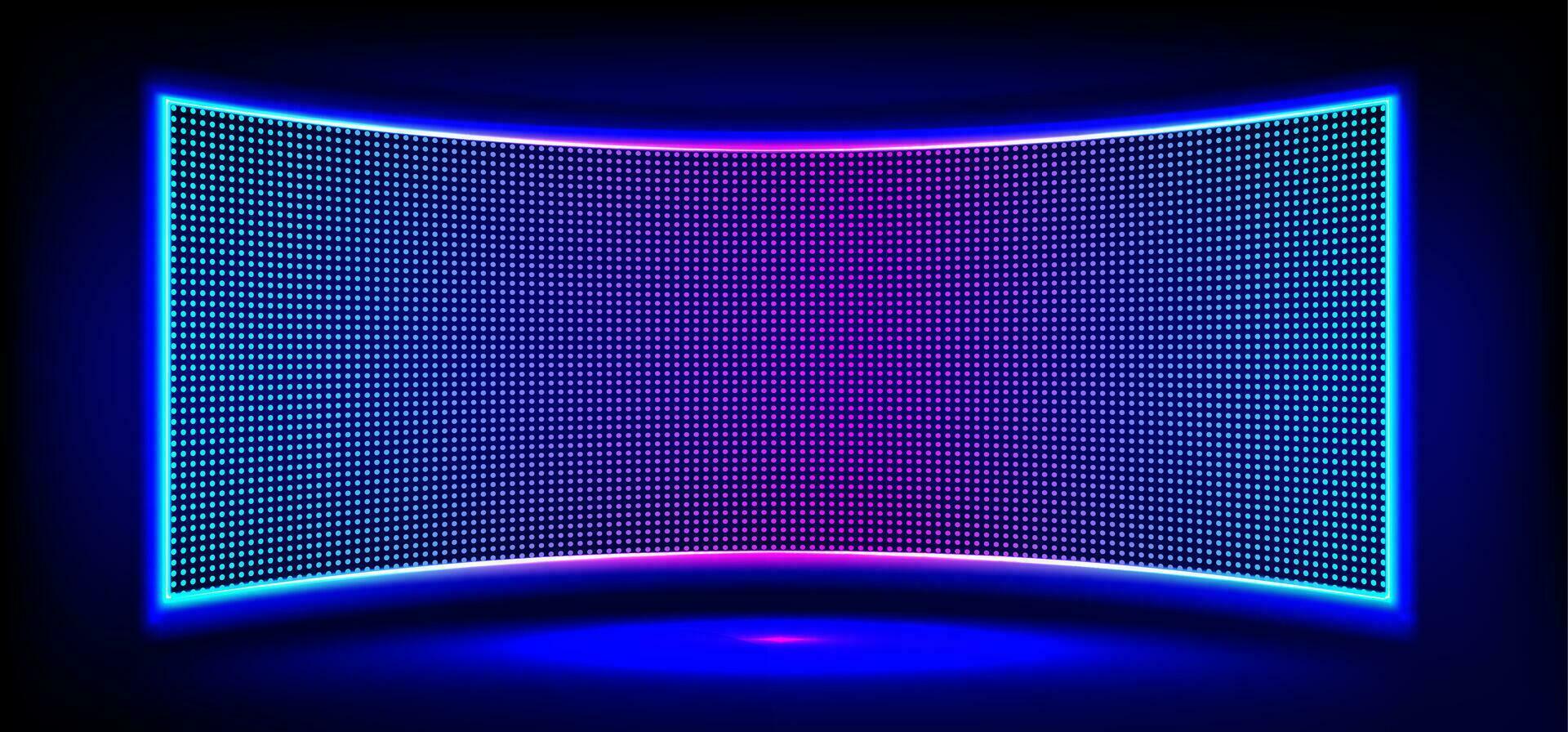 realistisch concaaf LED scherm Aan muur of stadium vector