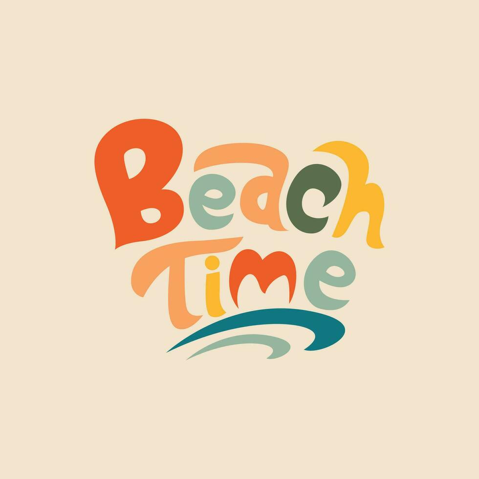 strand tijd zomer retro stijl belettering vector illustratie voor t-shirt afdrukken, affiches, stickers, groet kaart enz. zomer dagen logo en typografie.