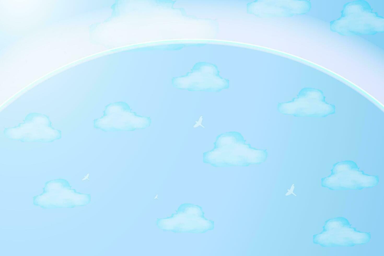 mooi blauw lucht met waterverf wolken en wit ozon laag helling concept. backdrop voor poster, banier, website, folder, presentatie, achtergronden, ontwerpen. bewerkbare vector illustratie. eps 10