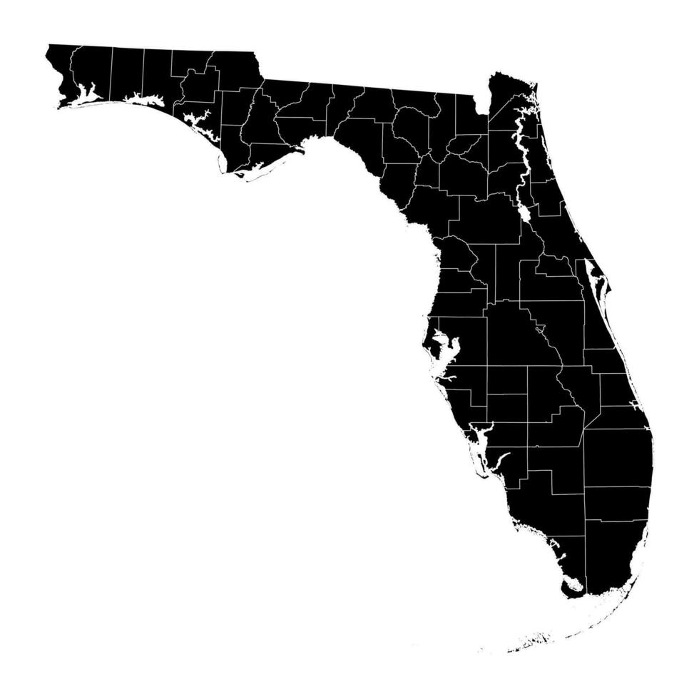 Florida staat kaart met provincies. vector illustratie.