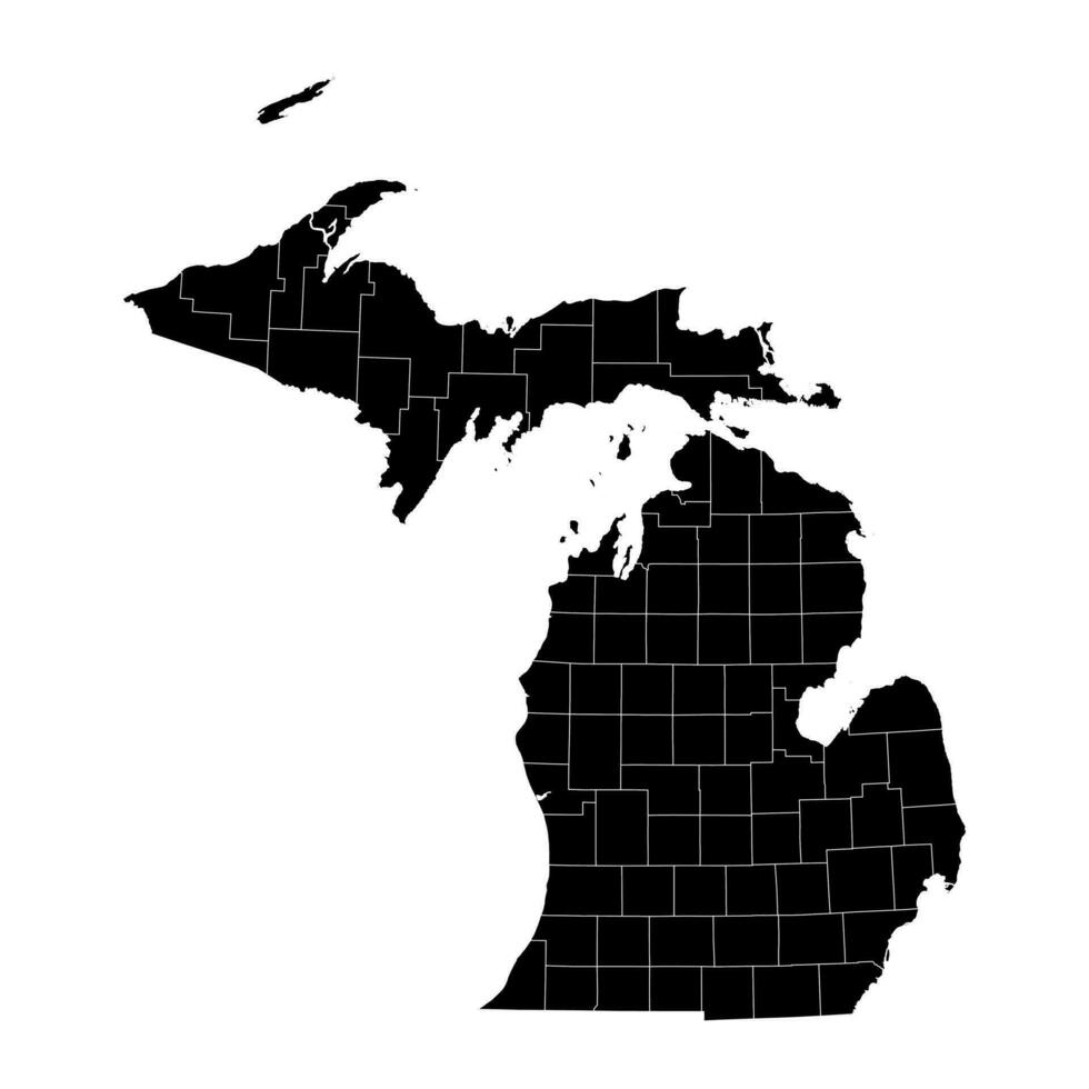 Michigan staat kaart met provincies. vector illustratie.