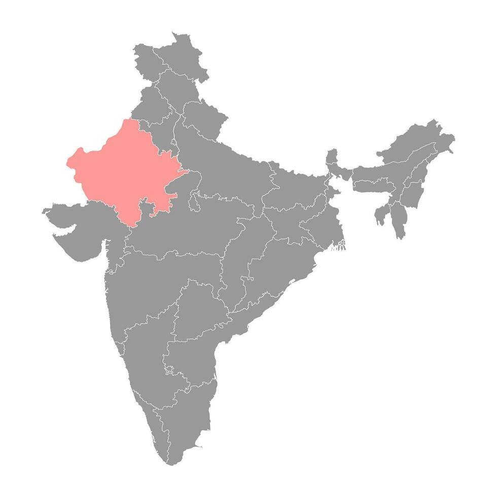 Rajasthan staat kaart, administratief divisie van Indië. vector illustratie.