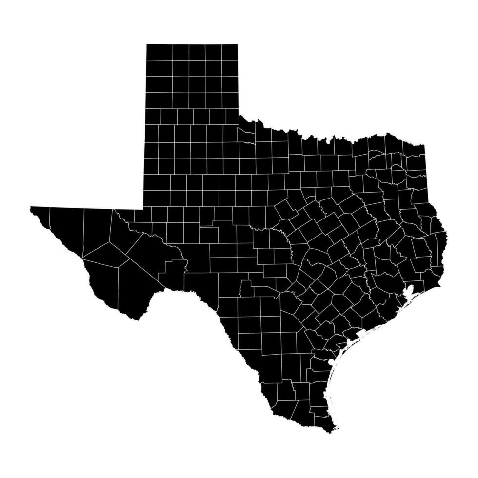 Texas staat kaart met provincies. vector illustratie.