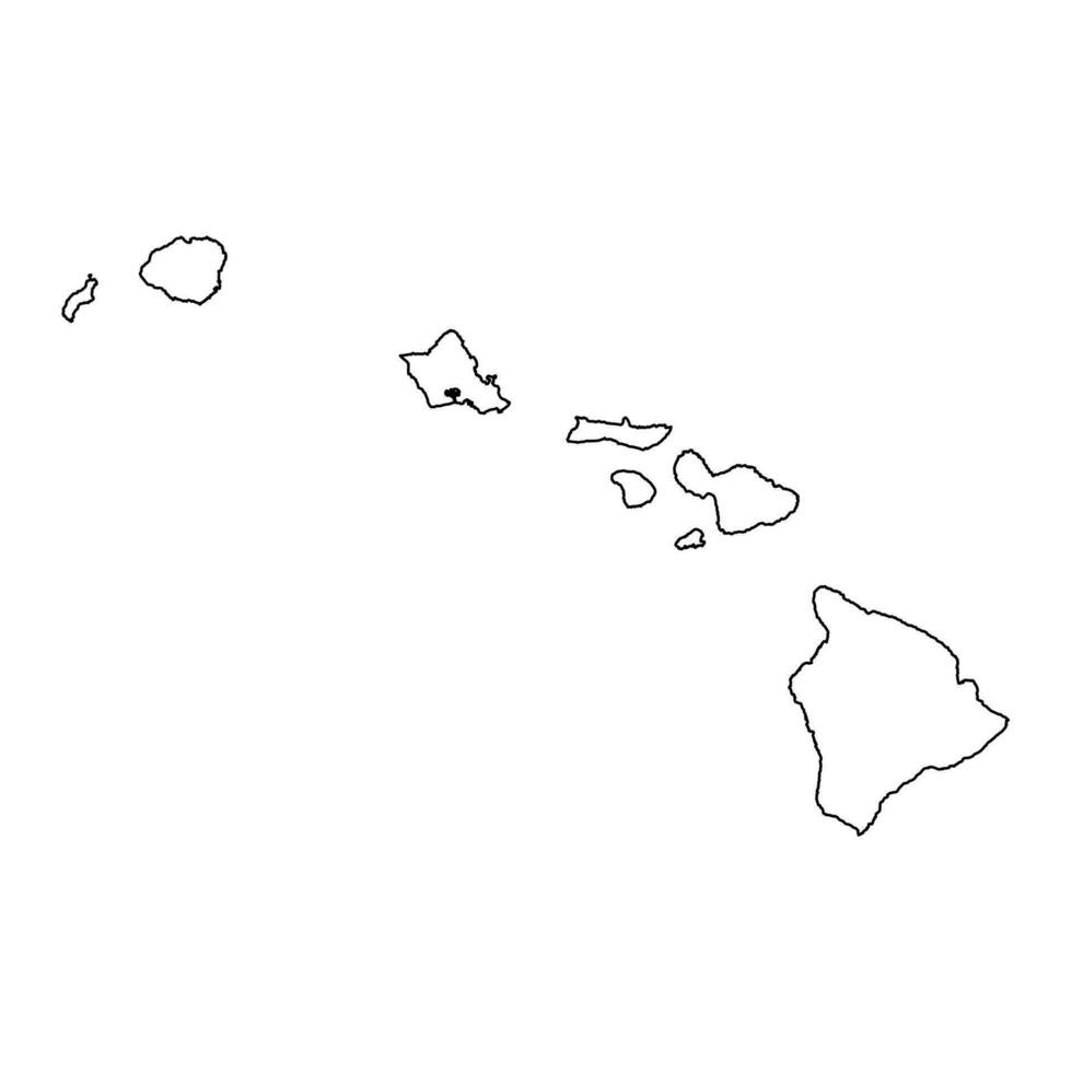 Hawaii staat kaart met eilanden. vector illustratie.