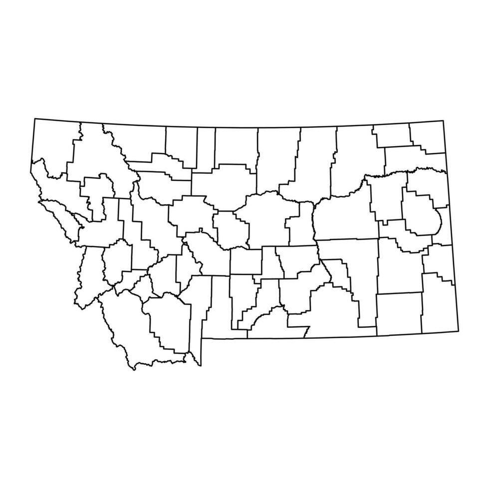 Montana staat kaart met provincies. vector illustratie.