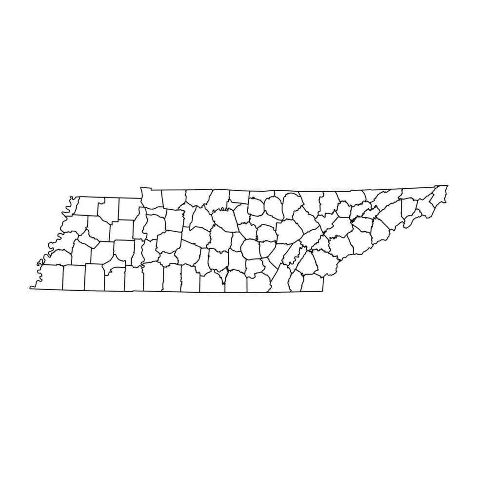 Tennessee staat kaart met provincies. vector illustratie.