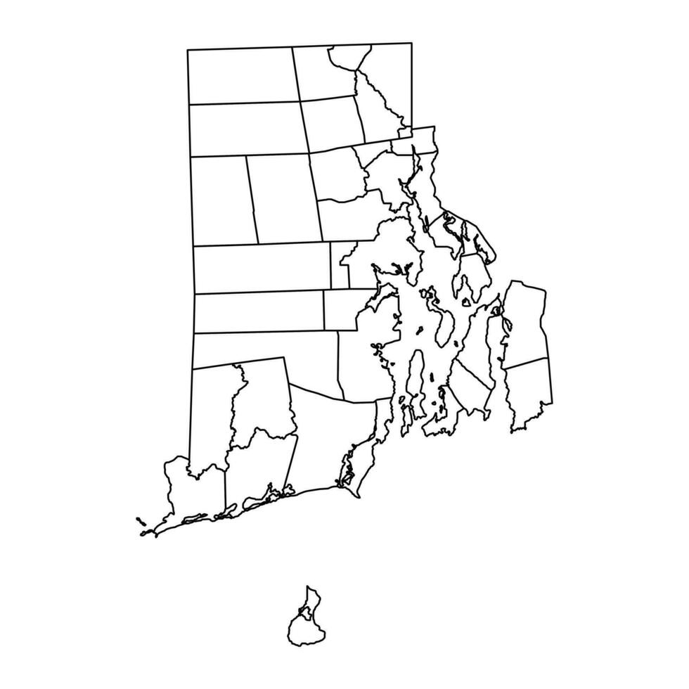 Rhode eiland staat kaart met provincies. vector illustratie.