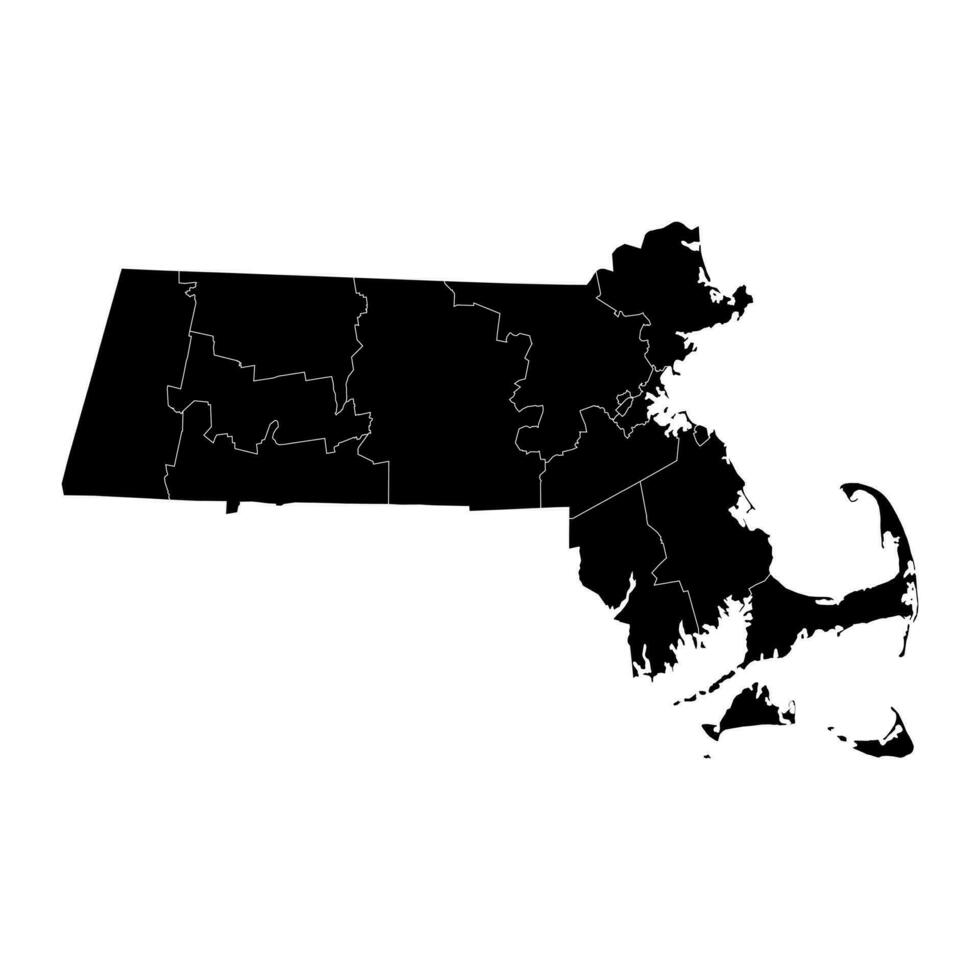 Massachusetts staat kaart met provincies. vector illustratie.
