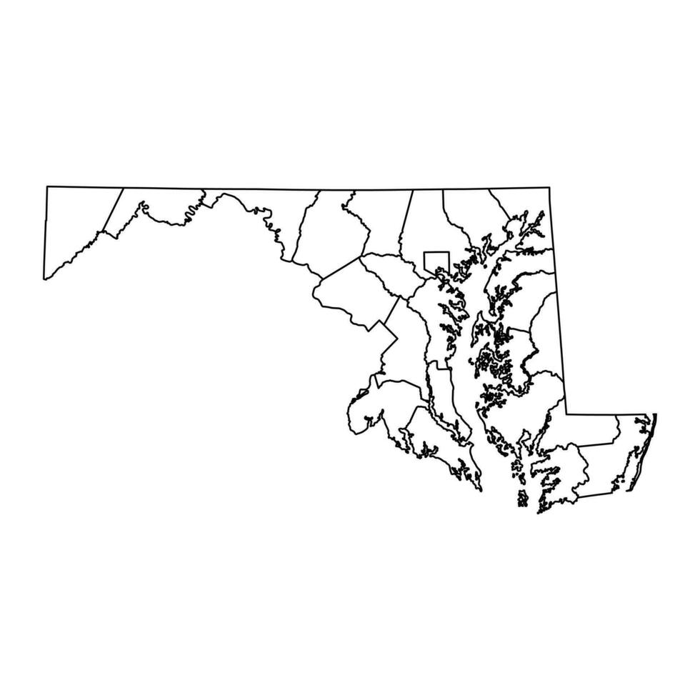 Maryland staat kaart met provincies. vector illustratie.