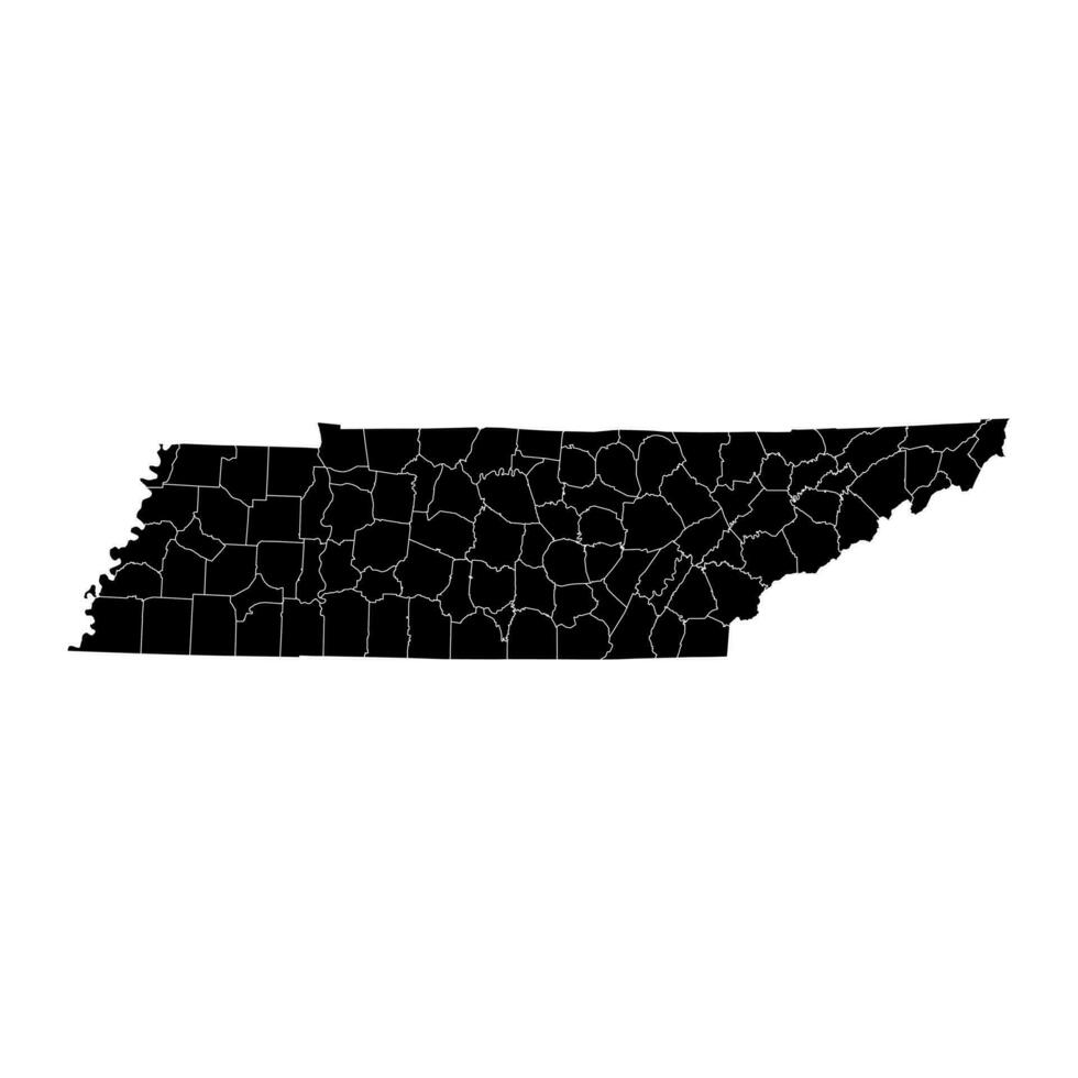 Tennessee staat kaart met provincies. vector illustratie.