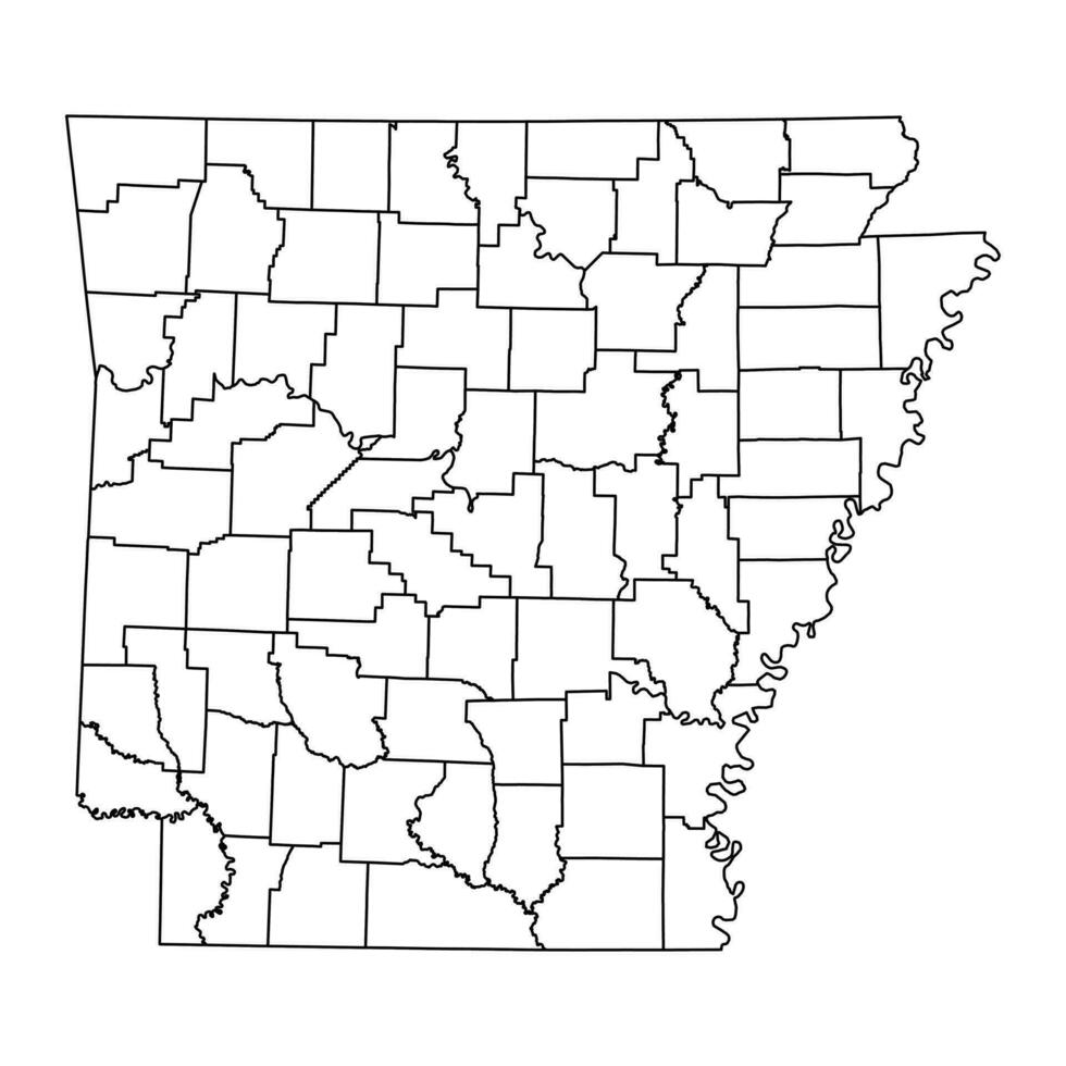 Arkansas staat kaart met provincies. vector illustratie.