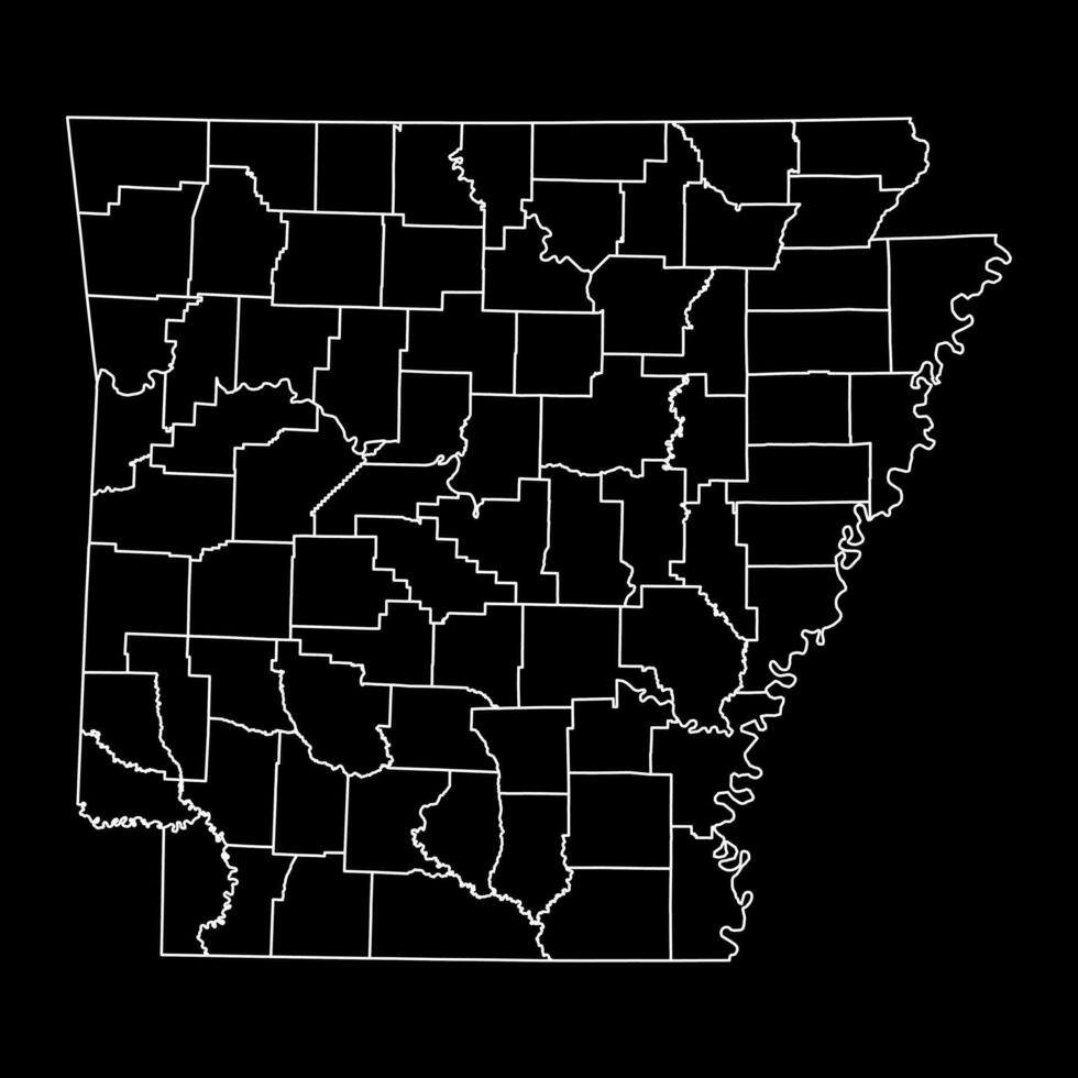 Arkansas staat kaart met provincies. vector illustratie.