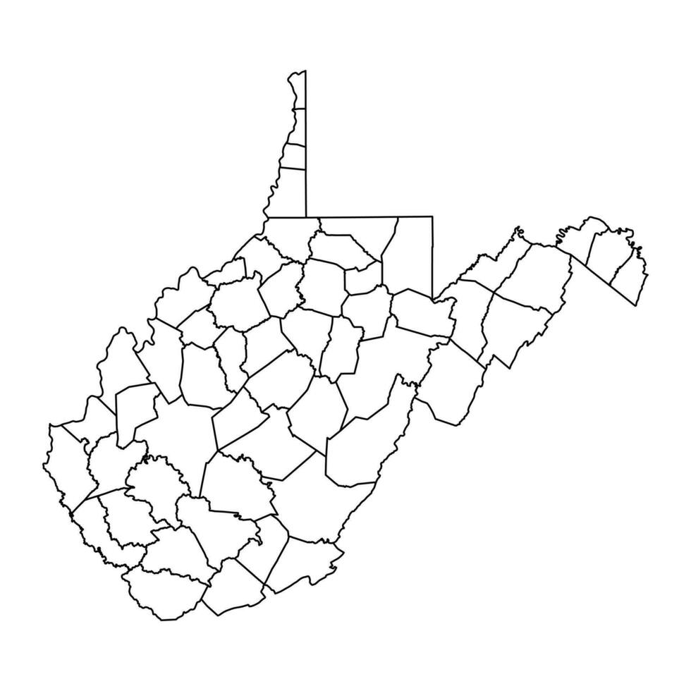 west Virginia staat kaart met provincies. vector illustratie.