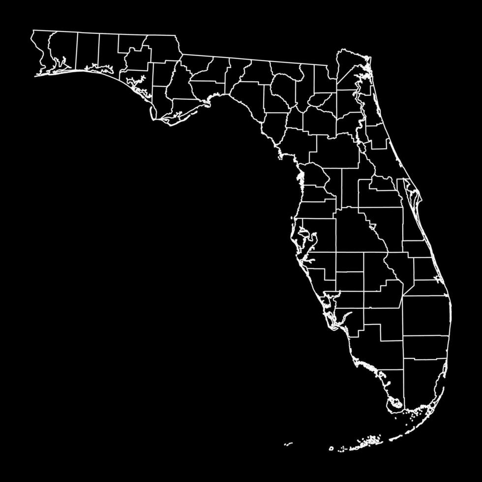 Florida staat kaart met provincies. vector illustratie.