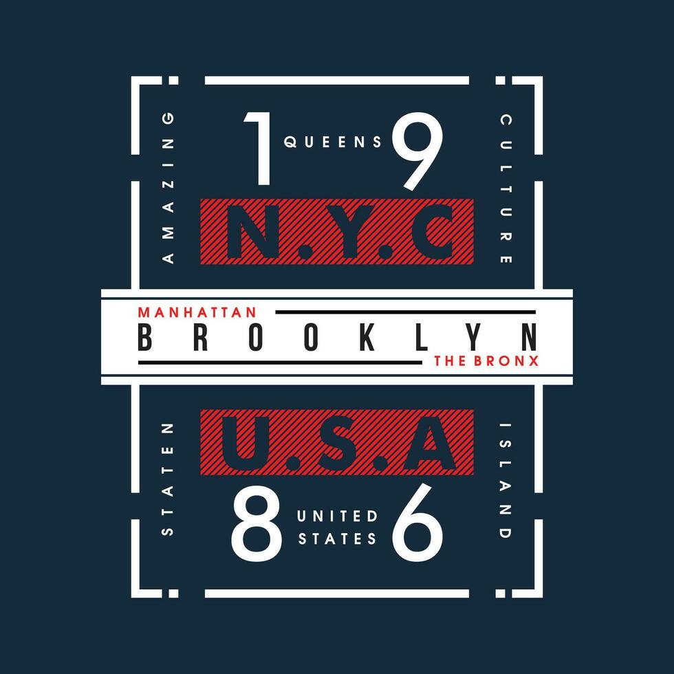 Brooklyn nyc Verenigde Staten van Amerika belettering grafisch vector illustratie in wijnoogst stijl voor t overhemd