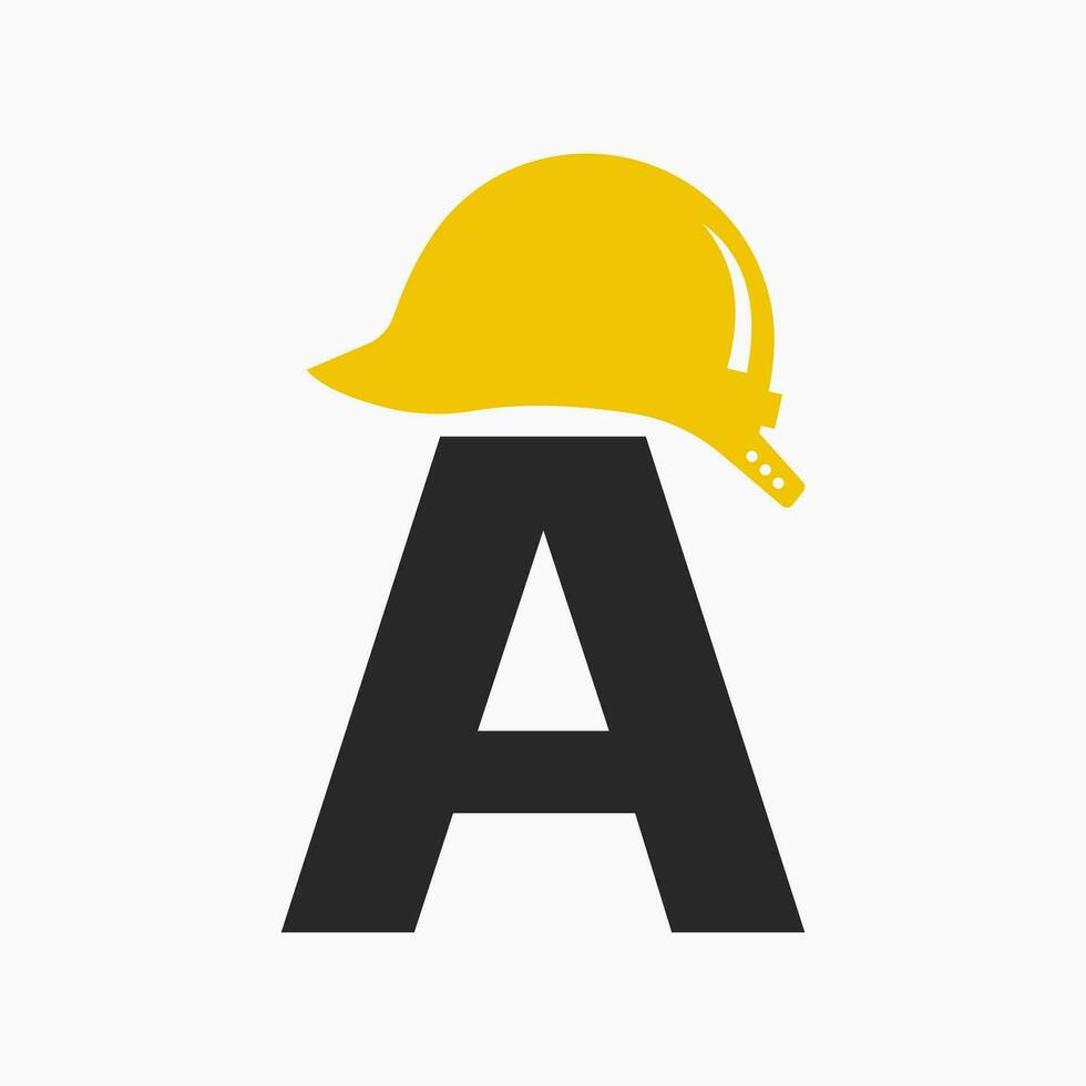 brief een helm bouw logo concept met veiligheid helm icoon. bouwkunde architect logotype vector