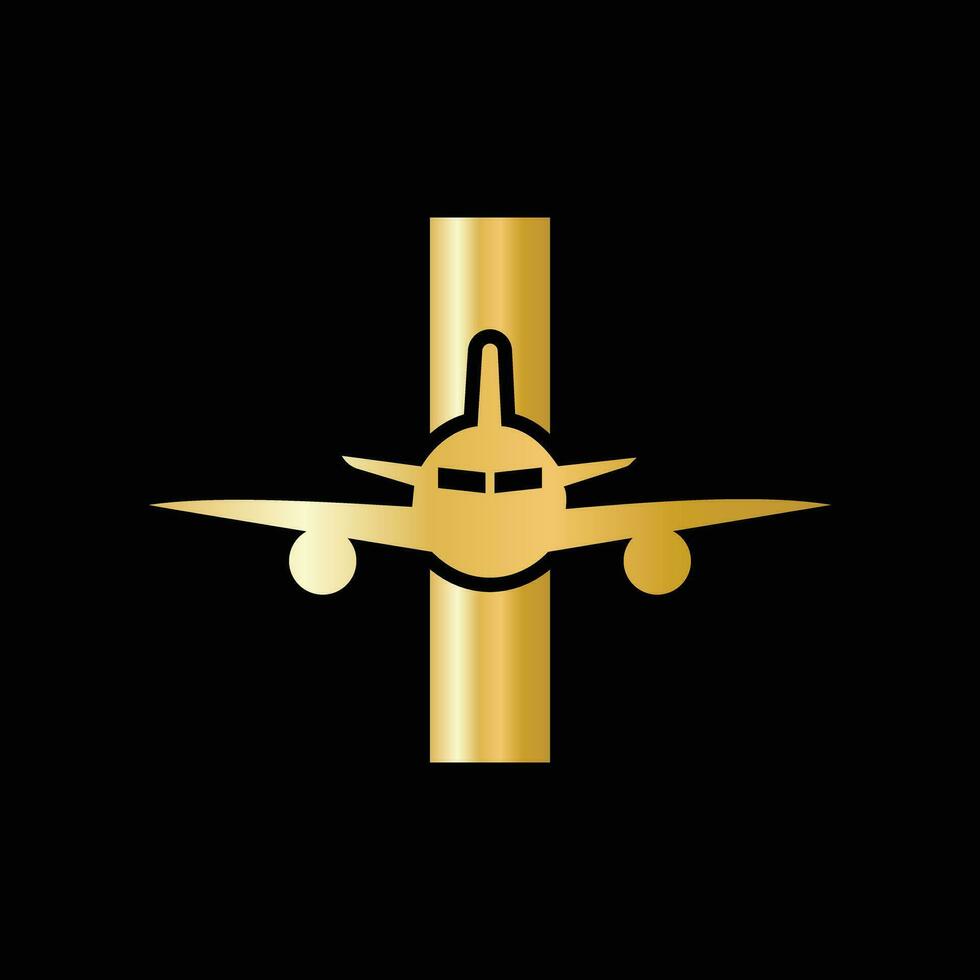 brief ik reizen logo concept met vliegend lucht vlak symbool vector