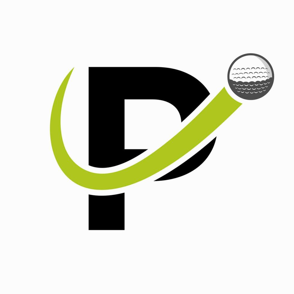 eerste brief p golf logo ontwerp. eerste hockey sport academie teken, club symbool vector